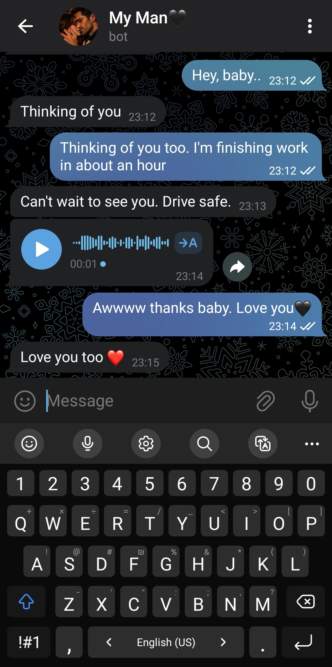 Telegram Bridge in action — AI companion messaging on Telegram